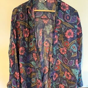 Vintage Silk Floral Button-Up Shirt